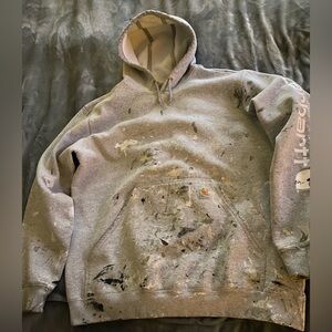 Carhartt Gray Paint-Splattered Hoodie